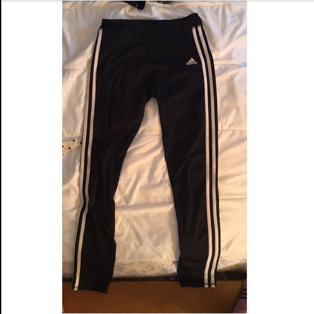 Adidas black and white stripped joggers!